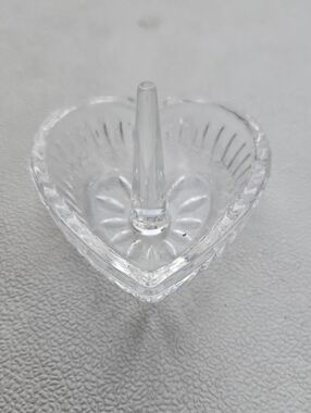 Vintage Clear Glass Heart Jewelry Holder - Vintage